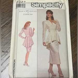 Simplicity Jessica McClintock for Gunne Sax Sewing Pattern  Elegant Dress 1980’s